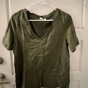 Green v neck shirt